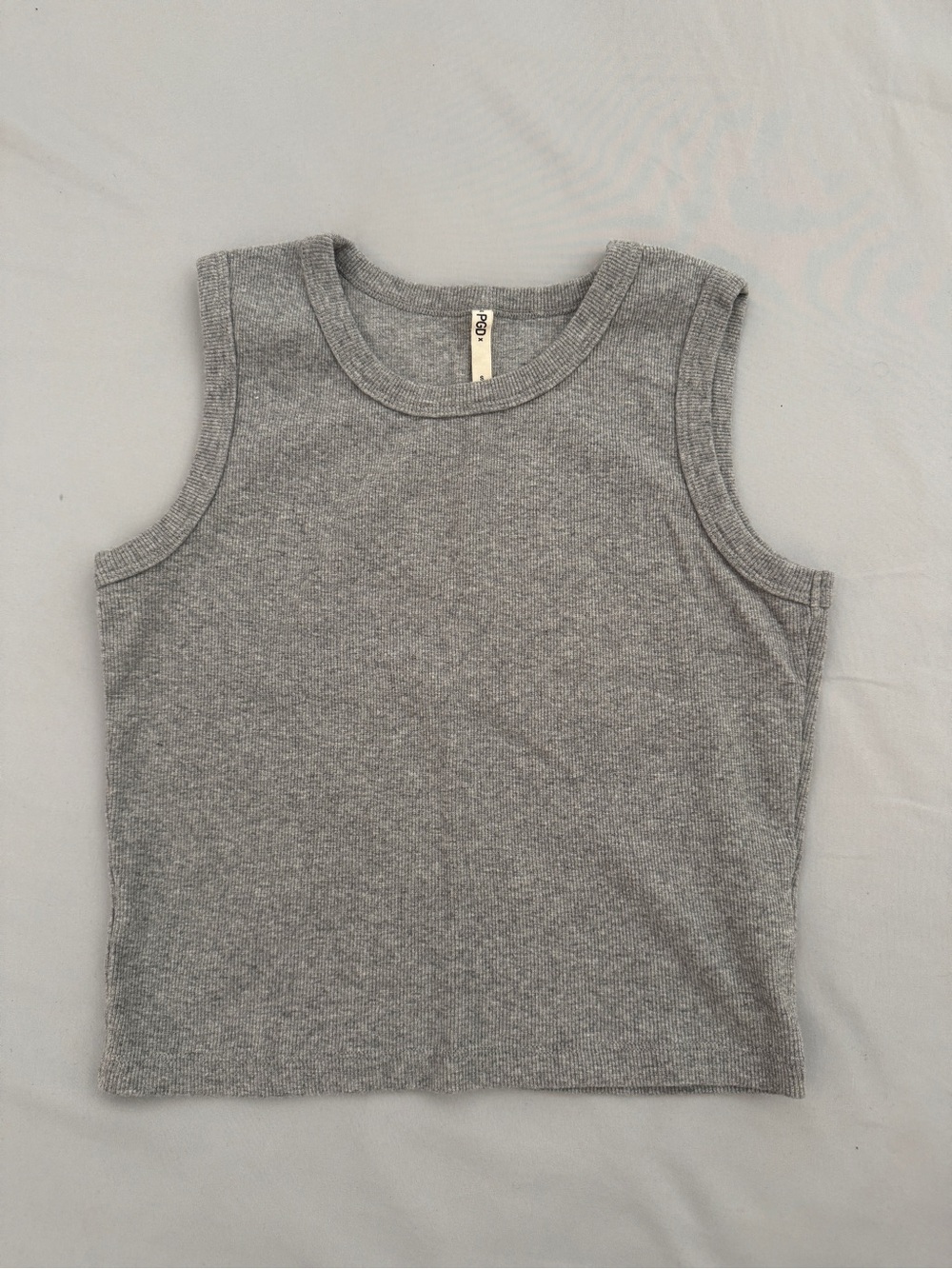 Women's Ribbed Gray Muscle Tee